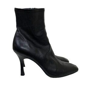 Reformation Evelyn Stretch Leather Sock Boots Black Size 10 Cybercore Futuristic